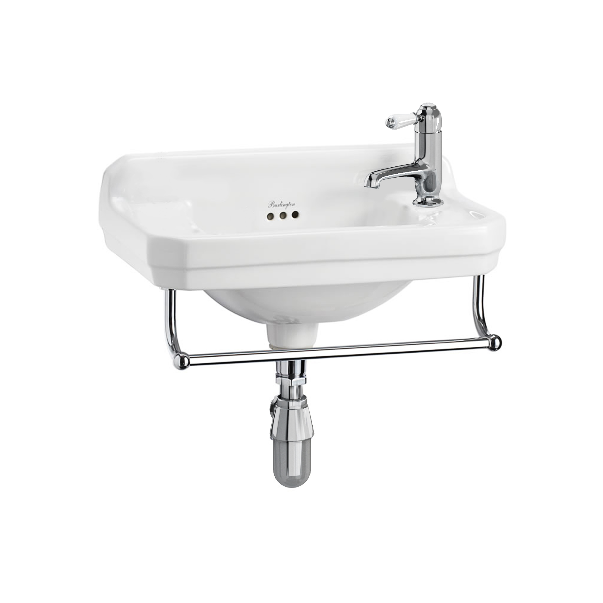 Edwardian 51cm cloakroom basin with towel rail